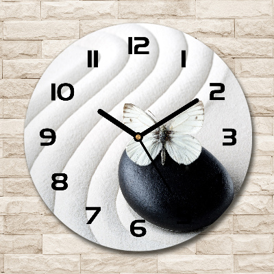 Orologio rotondo con motivo pietra zen e farfalla