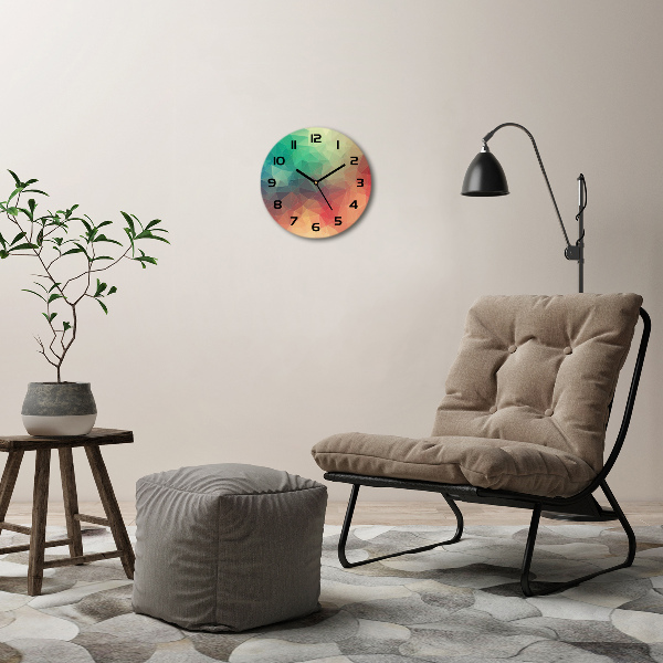 Orologio rotondo in vetro con sfondo geometrico