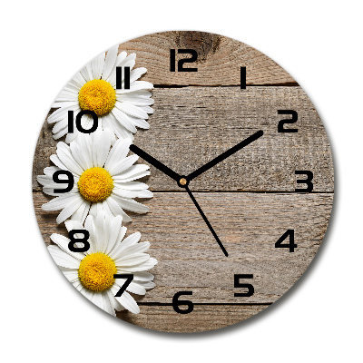 Orologio rotondo con motivo di margherite su sfondo boschivo