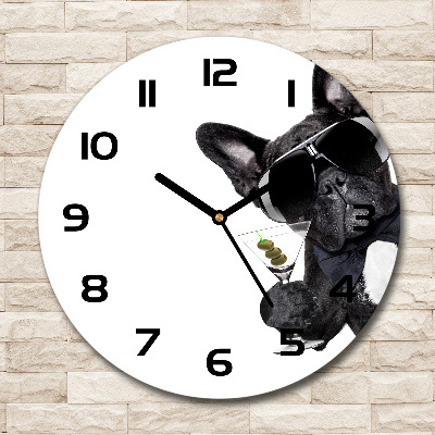 Orologio rotondo in vetro con motivo Cane Martini