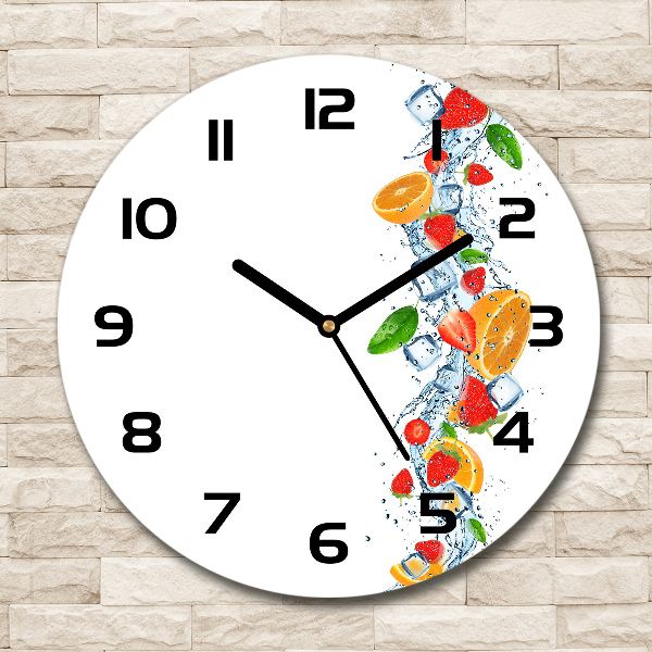 Orologio da parete rotondo con decorazione a tema frutta con effetto ghiaccio