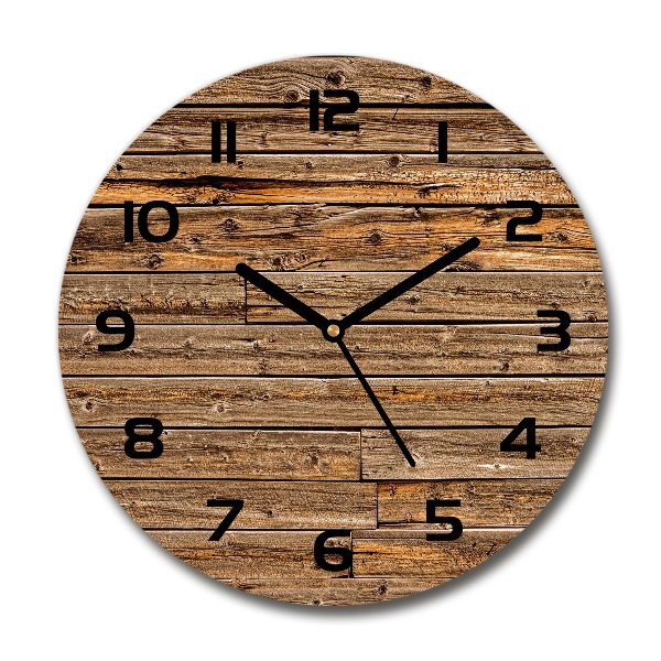 Orologio rotondo in vetro con base a parete in legno