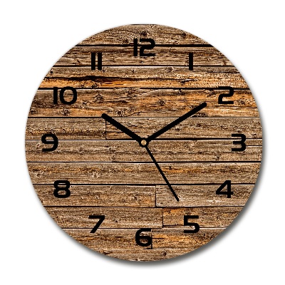 Orologio rotondo in vetro con base a parete in legno
