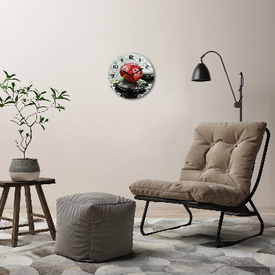 Orologio rotondo in vetro con stampa «Ciliegio sotto la pioggia»