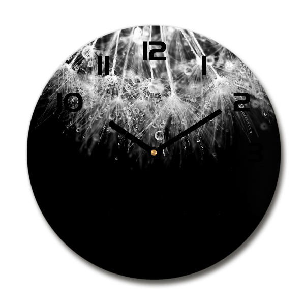 Orologio rotondo in vetro con motivo di semi di tarassaco