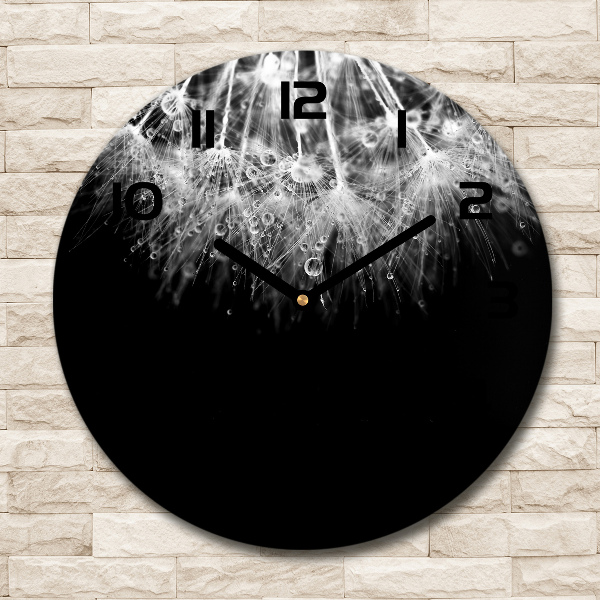 Orologio rotondo in vetro con motivo di semi di tarassaco