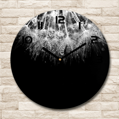 Orologio rotondo in vetro con motivo di semi di tarassaco