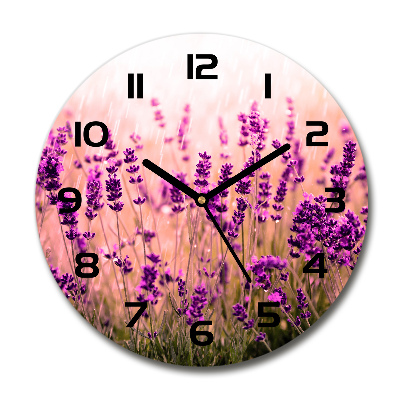 Orologio rotondo in vetro con motivo lavanda