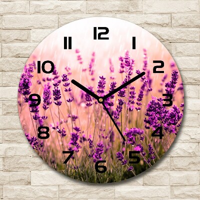 Orologio rotondo in vetro con motivo lavanda
