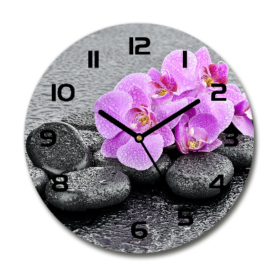 Orologio rotondo in vetro con motivi a pietre orchidea
