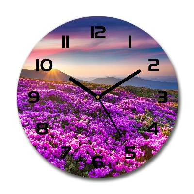 Orologio rotondo in vetro con motivo di fiori di montagna
