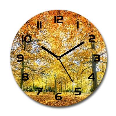 Orologio da parete rotondo con motivo della foresta in autunno
