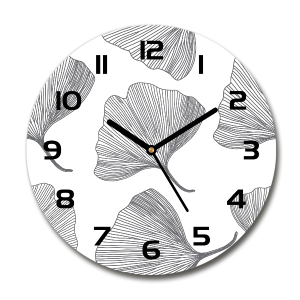 Orologio rotondo in vetro con motivo Ginkgo