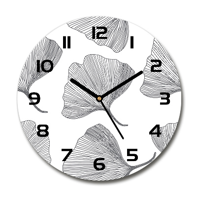 Orologio rotondo in vetro con motivo Ginkgo