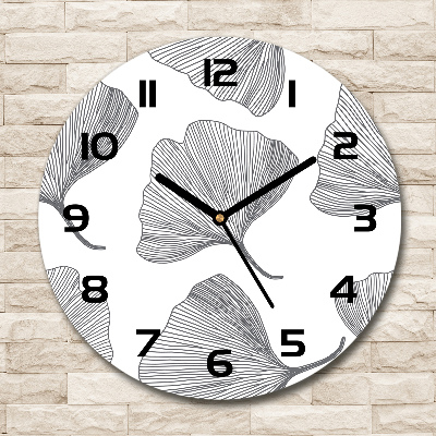 Orologio rotondo in vetro con motivo Ginkgo
