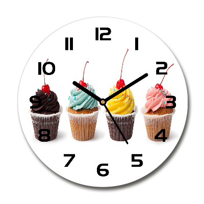 Orologio rotondo in vetro con motivo a cupcakes