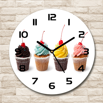 Orologio rotondo in vetro con motivo a cupcakes