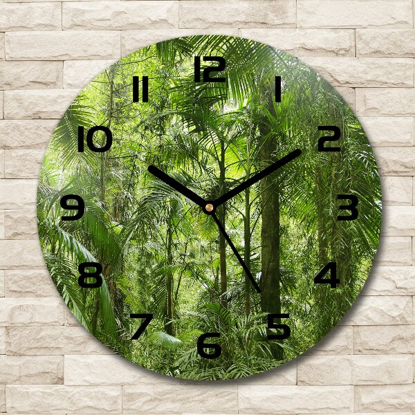 Orologio rotondo in vetro con motivo foresta tropicale