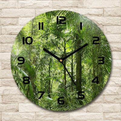 Orologio rotondo in vetro con motivo foresta tropicale