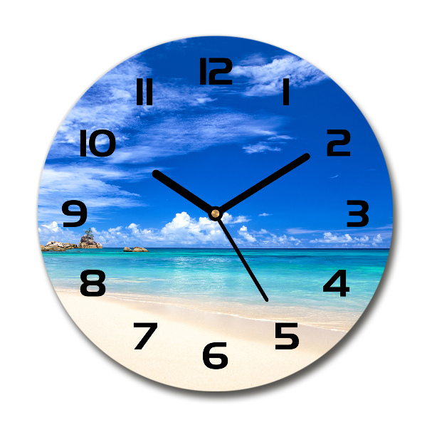 Orologio rotondo in vetro con motivo spiaggia tropicale