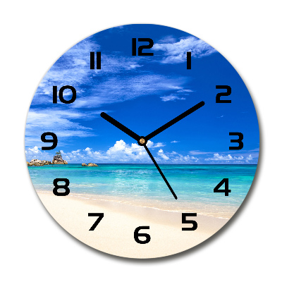 Orologio rotondo in vetro con motivo spiaggia tropicale