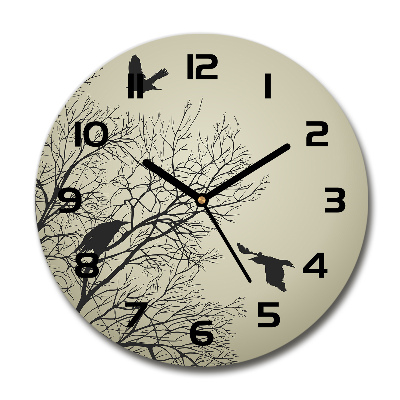 Orologio da parete rotondo con decorazione di corvi su un albero