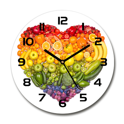Orologio rotondo in vetro con quadrante decorato con motivo a cuore vegetale