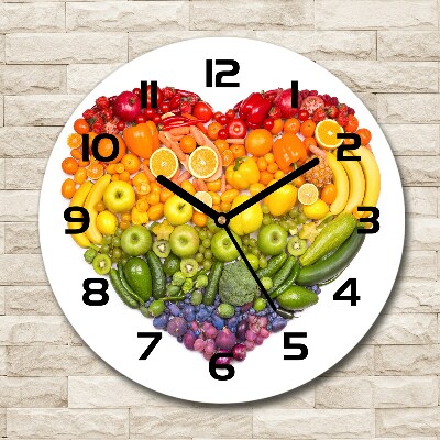 Orologio rotondo in vetro con quadrante decorato con motivo a cuore vegetale