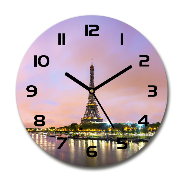 Orologio rotondo in vetro con motivo della Torre Eiffel di Parigi