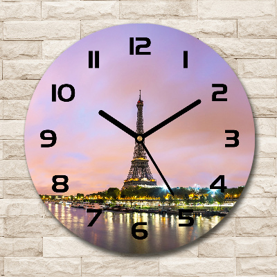 Orologio rotondo in vetro con motivo della Torre Eiffel di Parigi