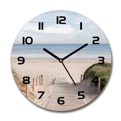 Orologio rotondo in vetro con design ispirato a un sentiero per la spiaggia