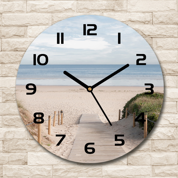 Orologio rotondo in vetro con design ispirato a un sentiero per la spiaggia
