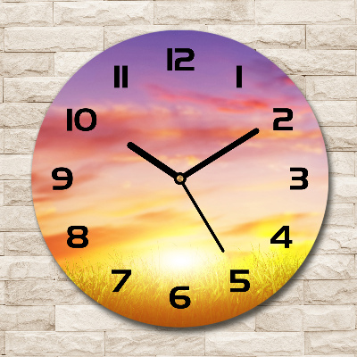 Orologio rotondo in vetro con motivo Tramonto