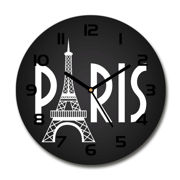 Orologio rotondo in vetro con motivo Parigi