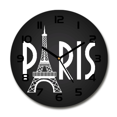 Orologio rotondo in vetro con motivo Parigi
