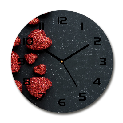 Orologio rotondo in vetro con motivo di cuori sulla scacchiera