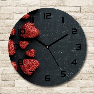 Orologio rotondo in vetro con motivo di cuori sulla scacchiera