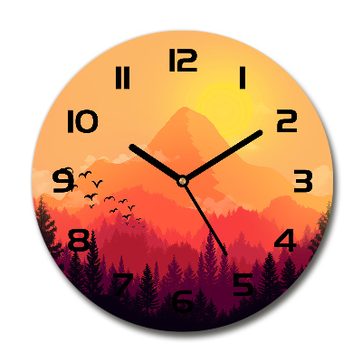 Orologio rotondo con motivo paesaggio montano