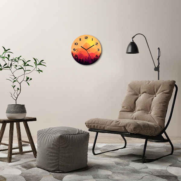 Orologio rotondo con motivo paesaggio montano