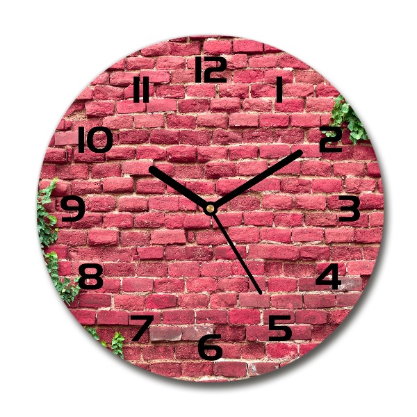 Orologio rotondo in vetro con motivo a muro di mattoni