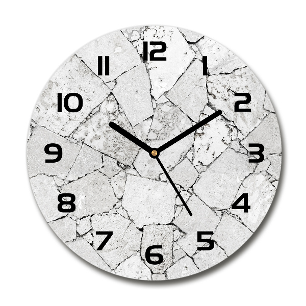 Orologio rotondo in vetro con motivo di muro di pietra