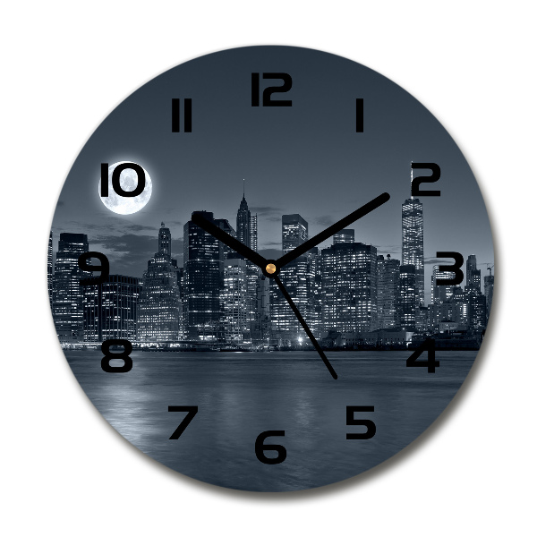 Orologio da parete rotondo con motivo New York di notte