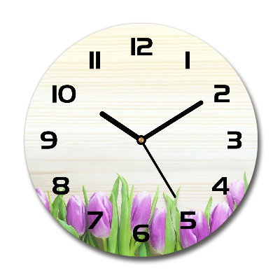 Orologio rotondo con motivo di tulipani viola