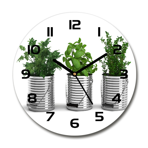 Orologio rotondo con decorazione a tema piante aromatiche