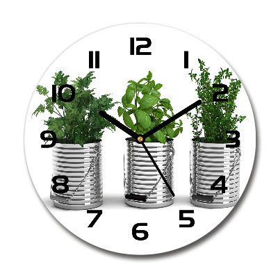 Orologio rotondo con decorazione a tema piante aromatiche