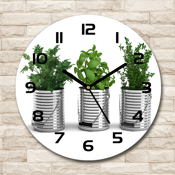 Orologio rotondo con decorazione a tema piante aromatiche
