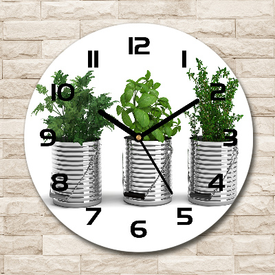 Orologio rotondo con decorazione a tema piante aromatiche