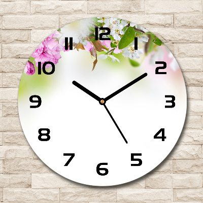Orologio rotondo in vetro con motivo di fiori primaverili