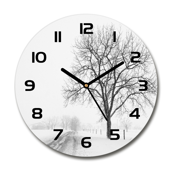 Orologio da parete rotondo con motivo dell'albero in inverno