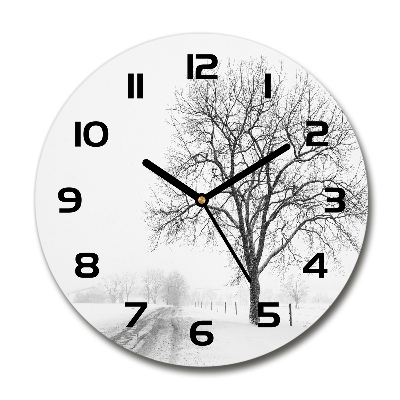 Orologio da parete rotondo con motivo dell'albero in inverno